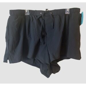 Bal Harbour Swim Shorts Women's 1X black Taslan plus sport gym brief tie pockets